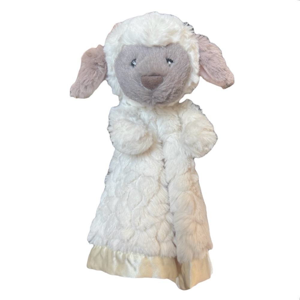 Mary Meyer Lamb Lovey Security Blanket Satin Plush Cream Texture Swirls Baby